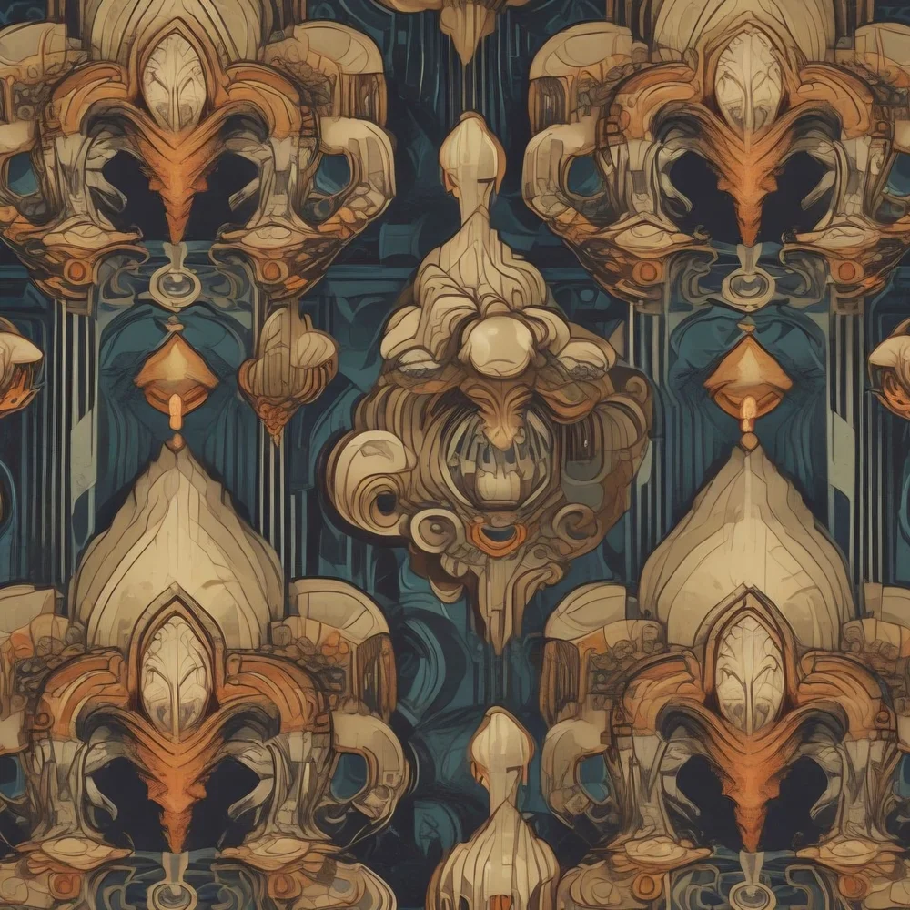 Elegant Beige and Navy Wallpaper